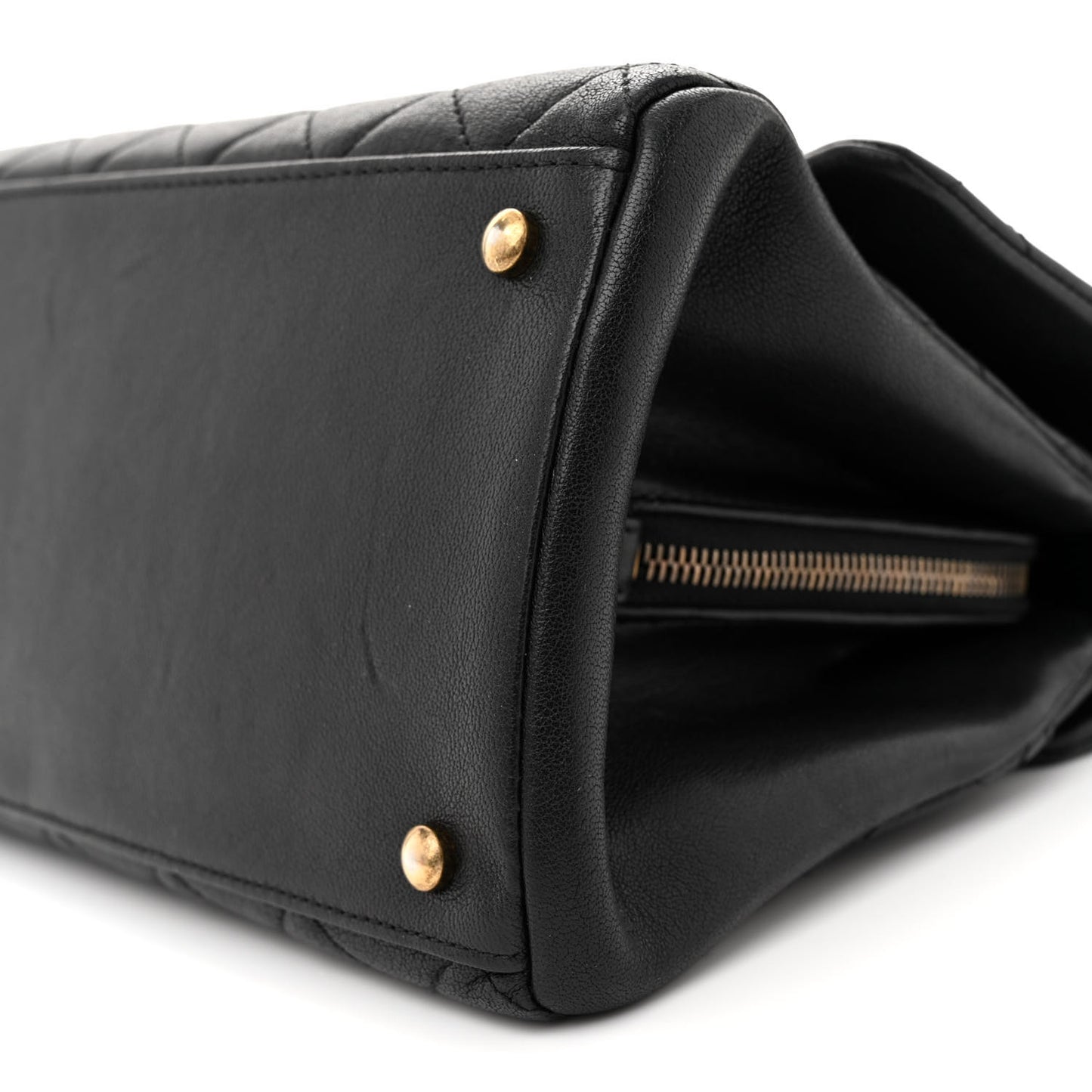 Shiny Sheepskin Quilted Large Trapezio Flap Black
