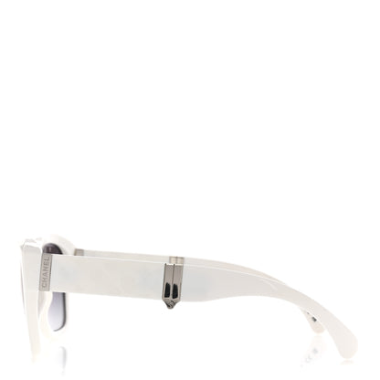 Chanel Acetate Metal Crystal Square Folding Sunglasses 6055-B White 3 of 8