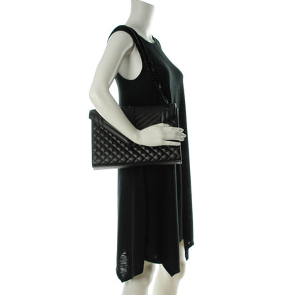 Saint Laurent Grain De Poudre Textured Mixed Matelasse Large Triquilt Monogram Monochrome Satchel Black 2 of 8