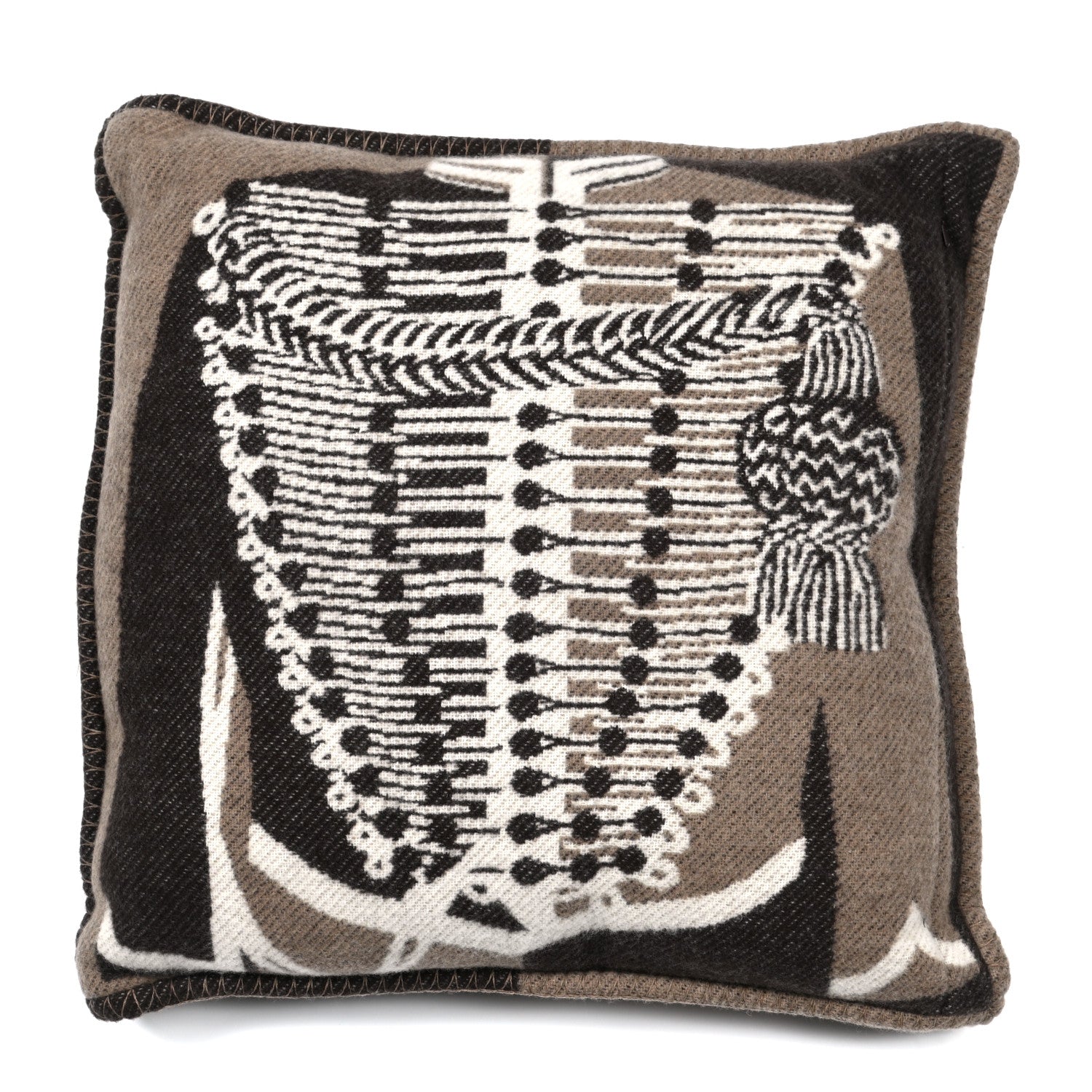 Hermes Wool Cashmere Brandebourgs Pillow Ecorce 2 of 3