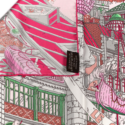 Hermes Silk Le Grand Prix Au Faubourg Scarf 90 Rose Menthol Gris Perle 4 of 4
