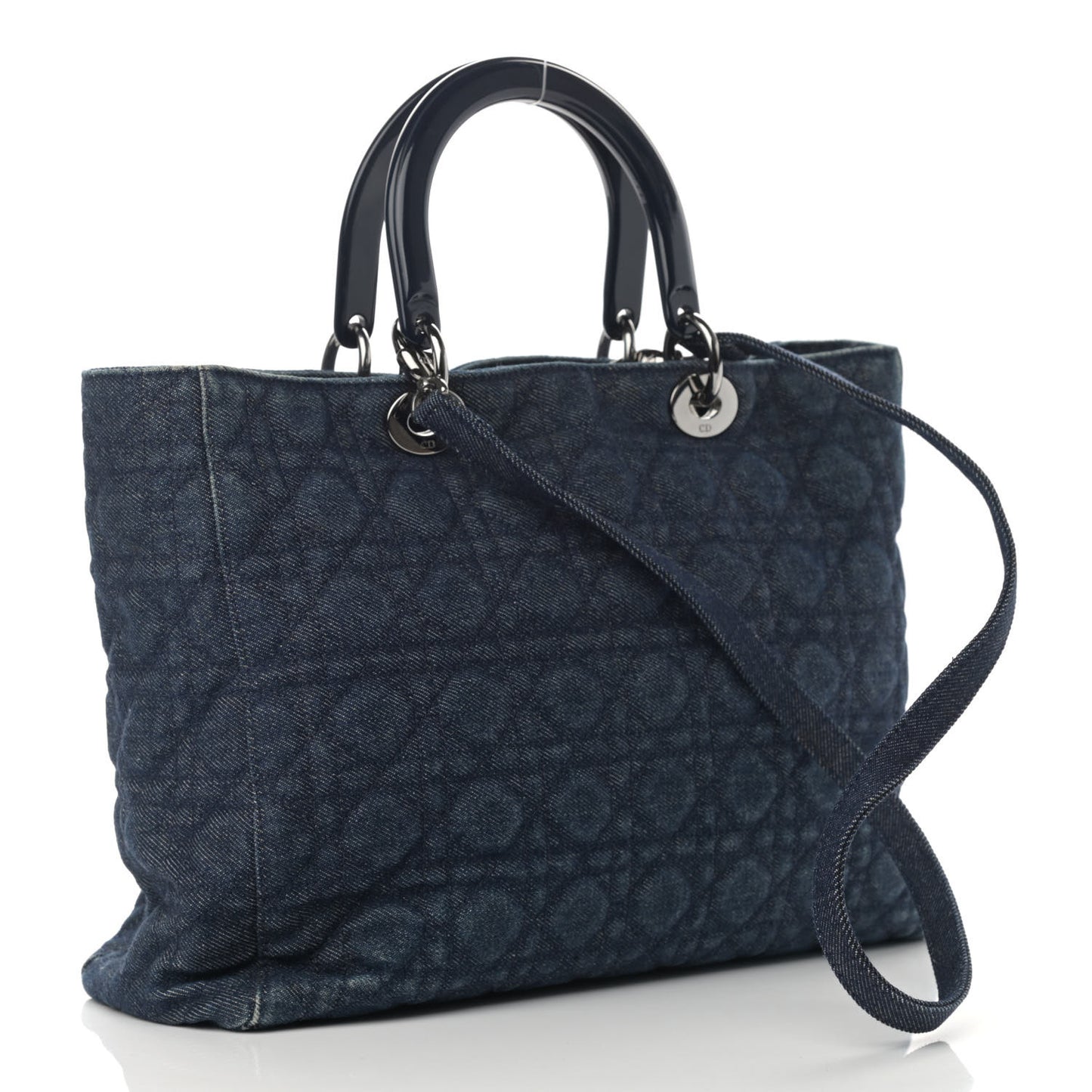 Denim Cannage Large Soft Lady Dior Tote Blue