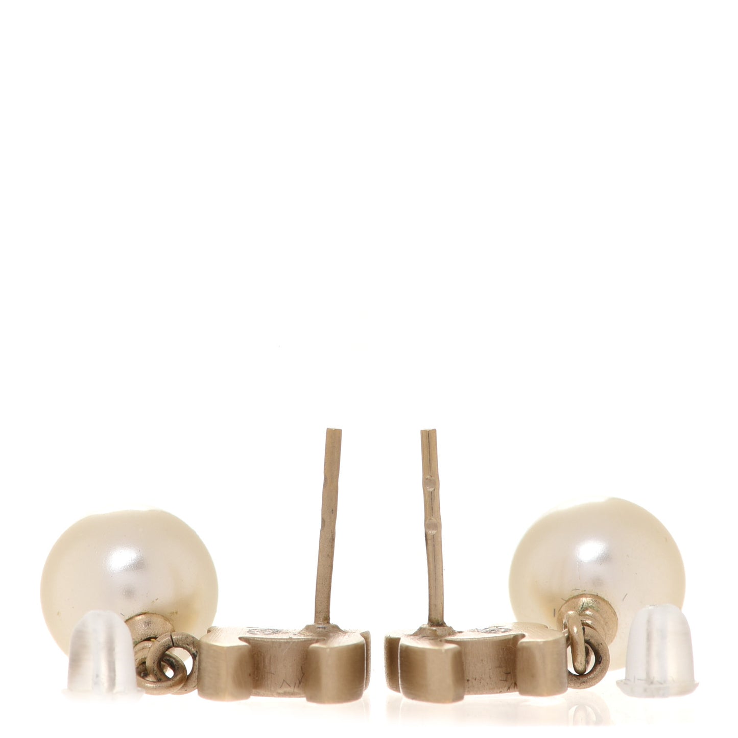 Pearl Enamel CC Drop Earrings Black Gold
