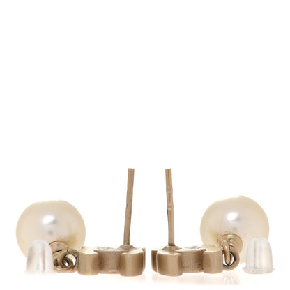 Chanel Pearl Enamel CC Drop Earrings Black Gold 3 of 4