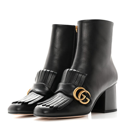 Gucci Malaga Kid GG Marmont Fringe 75mm Ankle Boots 36.5 Black 3 of 12