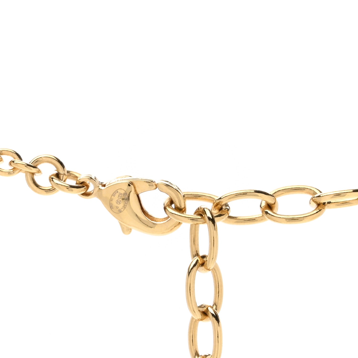 Chanel Crystal CC Heart Link Pendant Necklace Gold 4 of 4