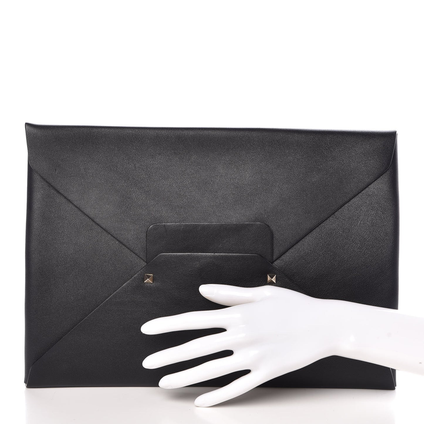 Vitello Rockstud Envelope Clutch Bag Black
