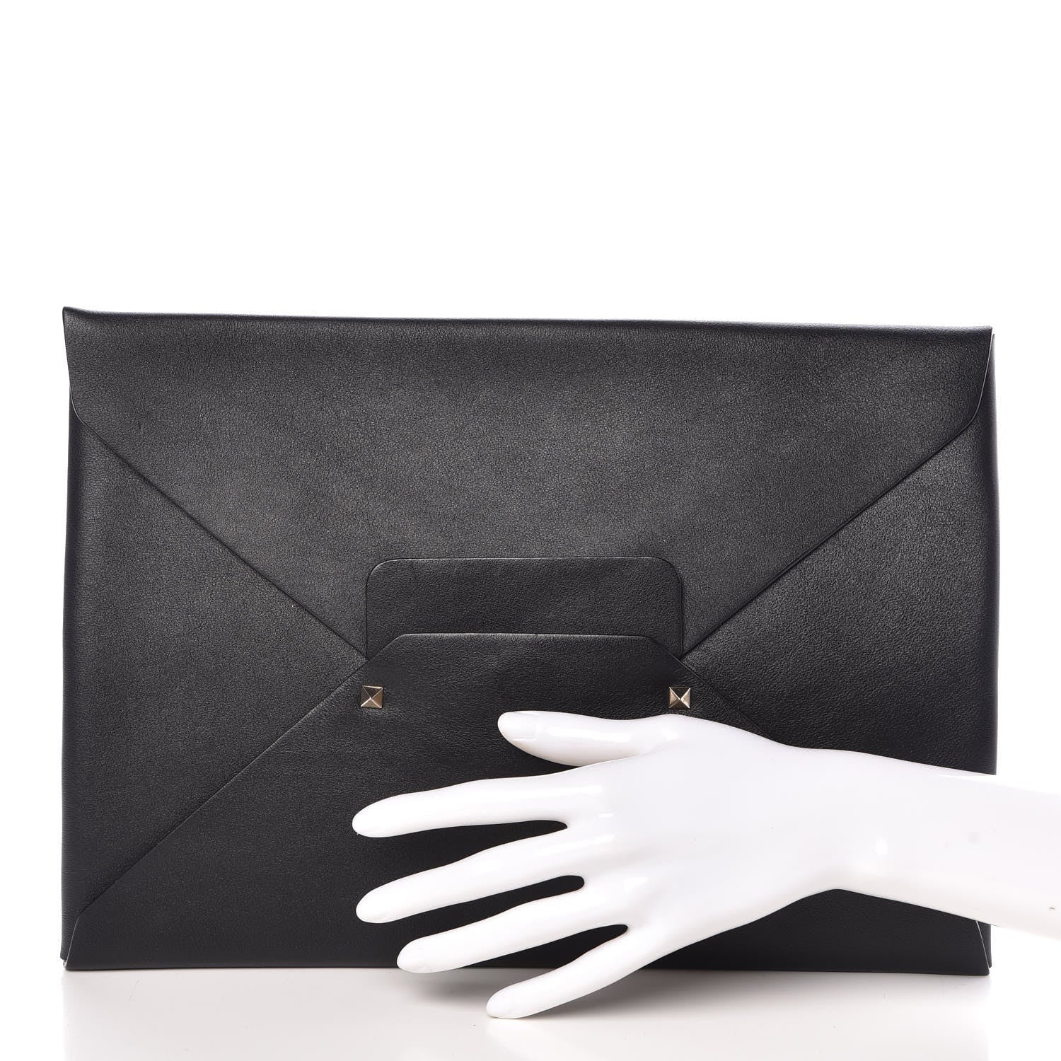 Valentino Garavani Vitello Rockstud Envelope Clutch Bag Black 2 of 9
