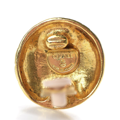 Chanel Medallion Logo Clip On Earrings Gold 4 of 4