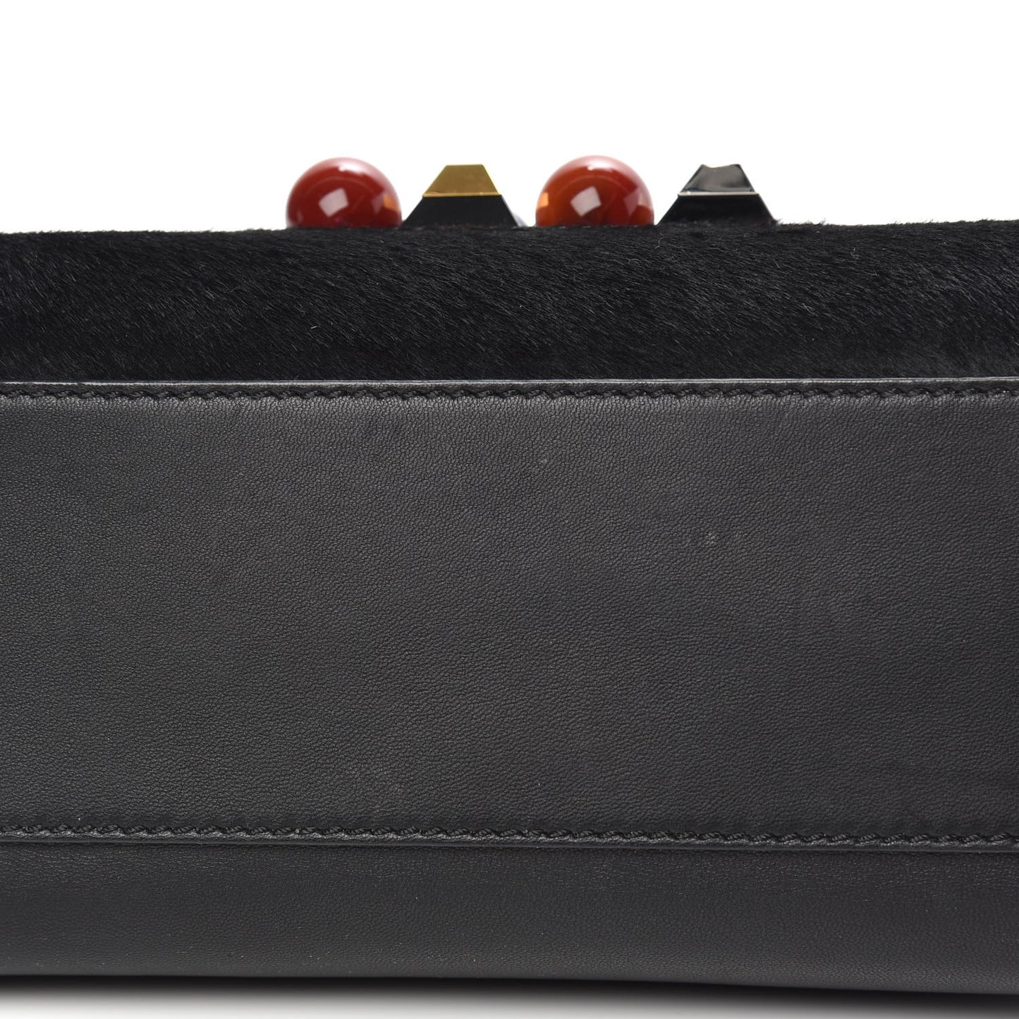 Pony Hair Studded Mini Peekaboo Iconic Satchel Black