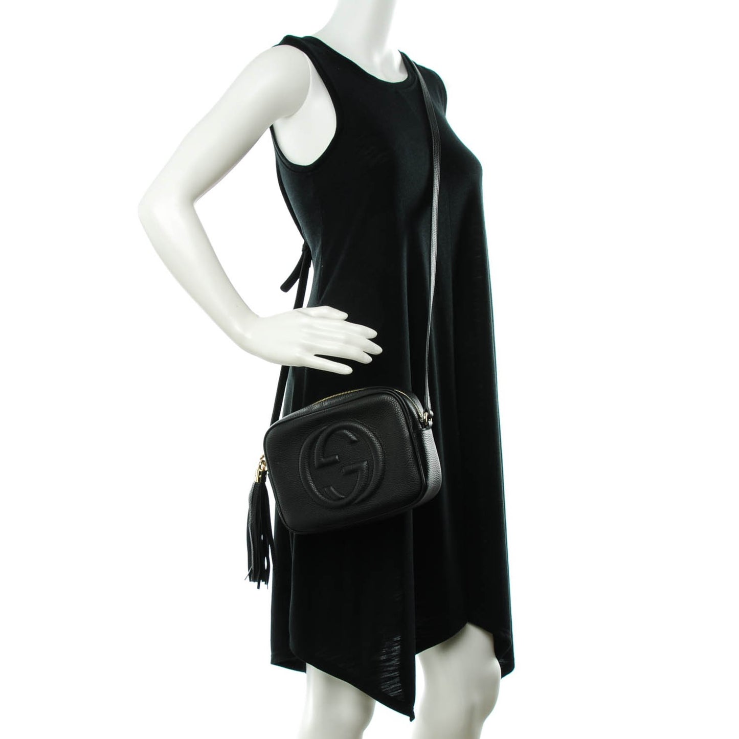Pebbled Calfskin Small Soho Disco Bag Black