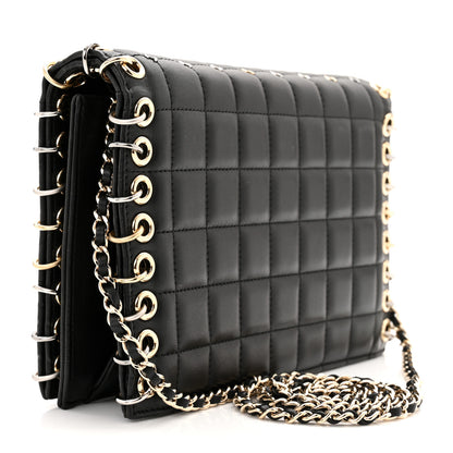 Chanel Lambskin Chocolate Bar Piercing CC Studded Small Chain Flap Bag Black 3 of 11