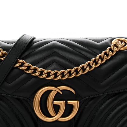 Gucci Calfskin Matelasse Small GG Marmont Shoulder Bag Black 8 of 11