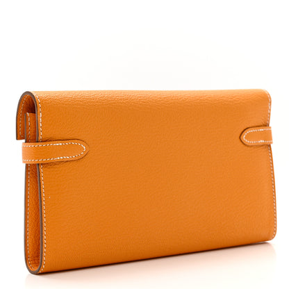 Hermes Chevre Mysore Kelly Longue Wallet Moutarde 3 of 9