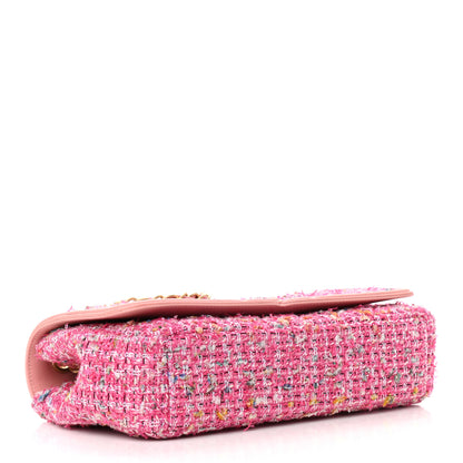 Chanel Tweed Lambskin Quilted Medium CC Filigree Flap Pink 4 of 9