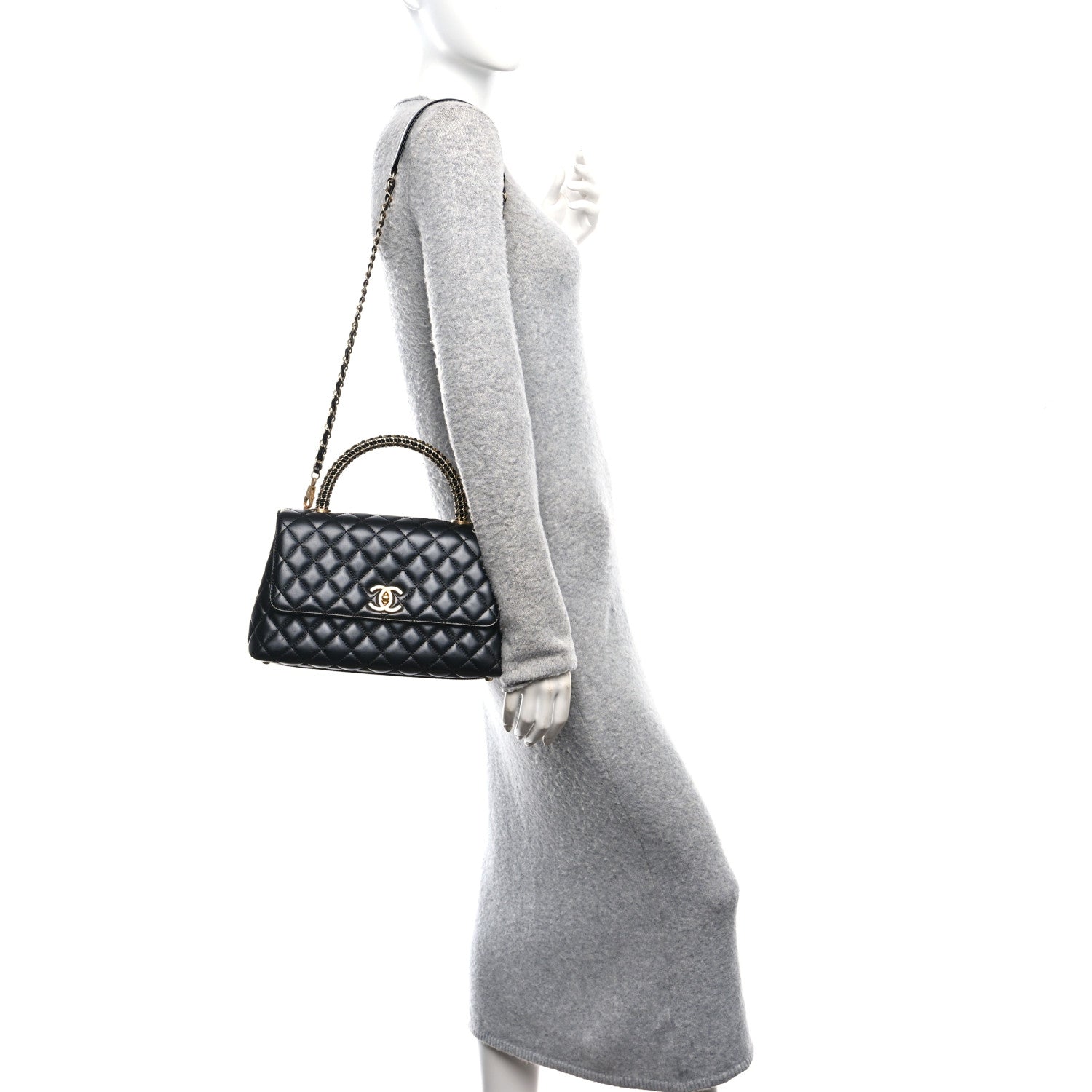 Chanel Calfskin Quilted Small Coco Chain Handle Flap Black 2 of 11