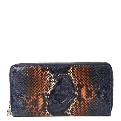 Gucci Python Soho Zip Around Wallet Blue Sienna 1 of 14