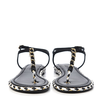 Chanel Grosgrain Chain Thong Sandals 39 Black 2 of 11