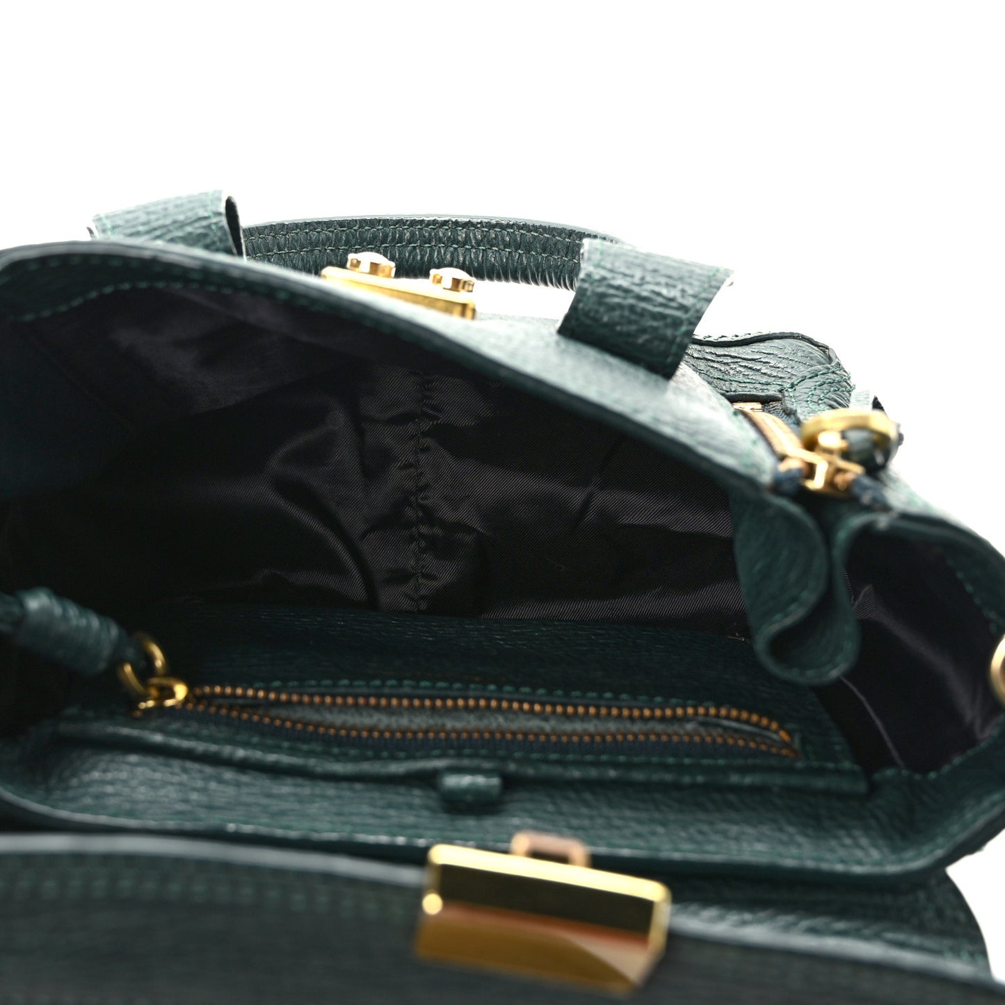 Textured Calfskin Mini Pashli Satchel Military Green