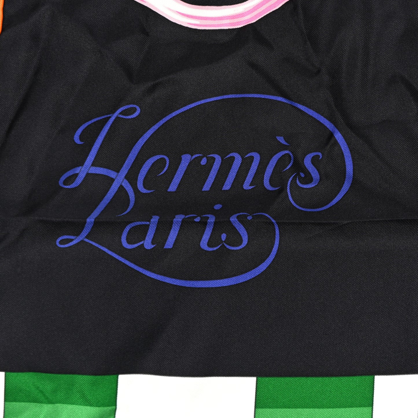 Silk Grand Manege Detail Scarf 90 Black Vert Rose Vif