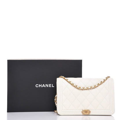 Chanel Caviar Quilted Boy Wallet On Chain WOC White 9 of 9