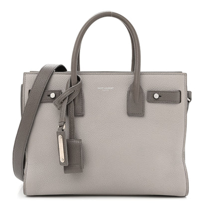 Saint Laurent Grained Calfskin Bi-Color Baby Supple Sac De Jour Souris Fog 1 of 12