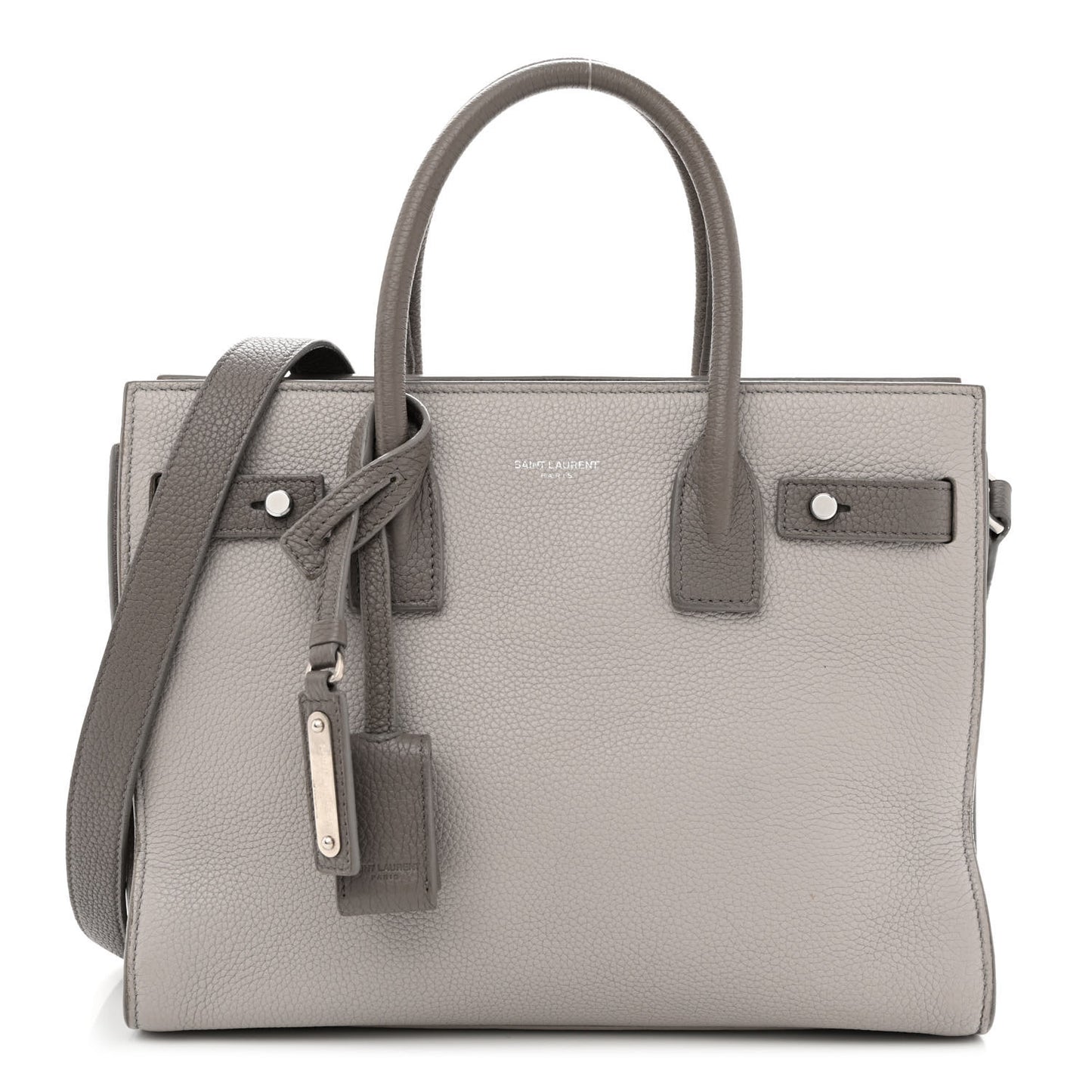 Grained Calfskin Bi-Color Baby Supple Sac De Jour Souris Fog