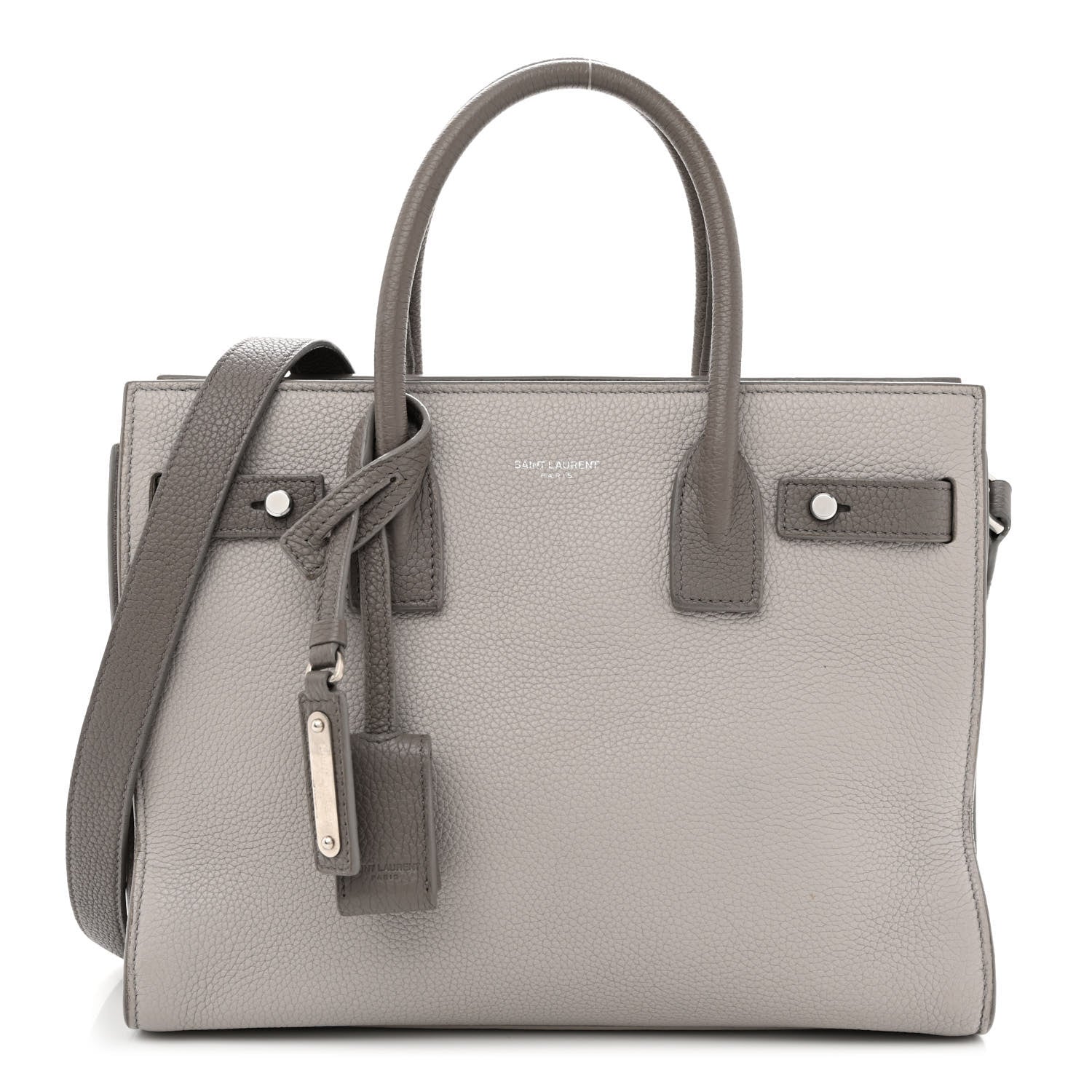 Saint Laurent Grained Calfskin Bi-Color Baby Supple Sac De Jour Souris Fog 1 of 12