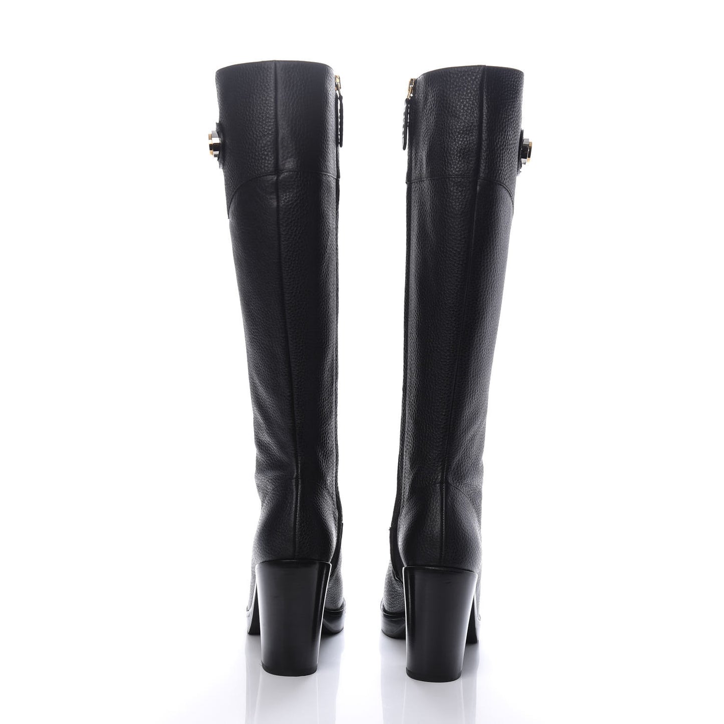 Austin Calfskin Interlocking G Knee High Boots 37 Black