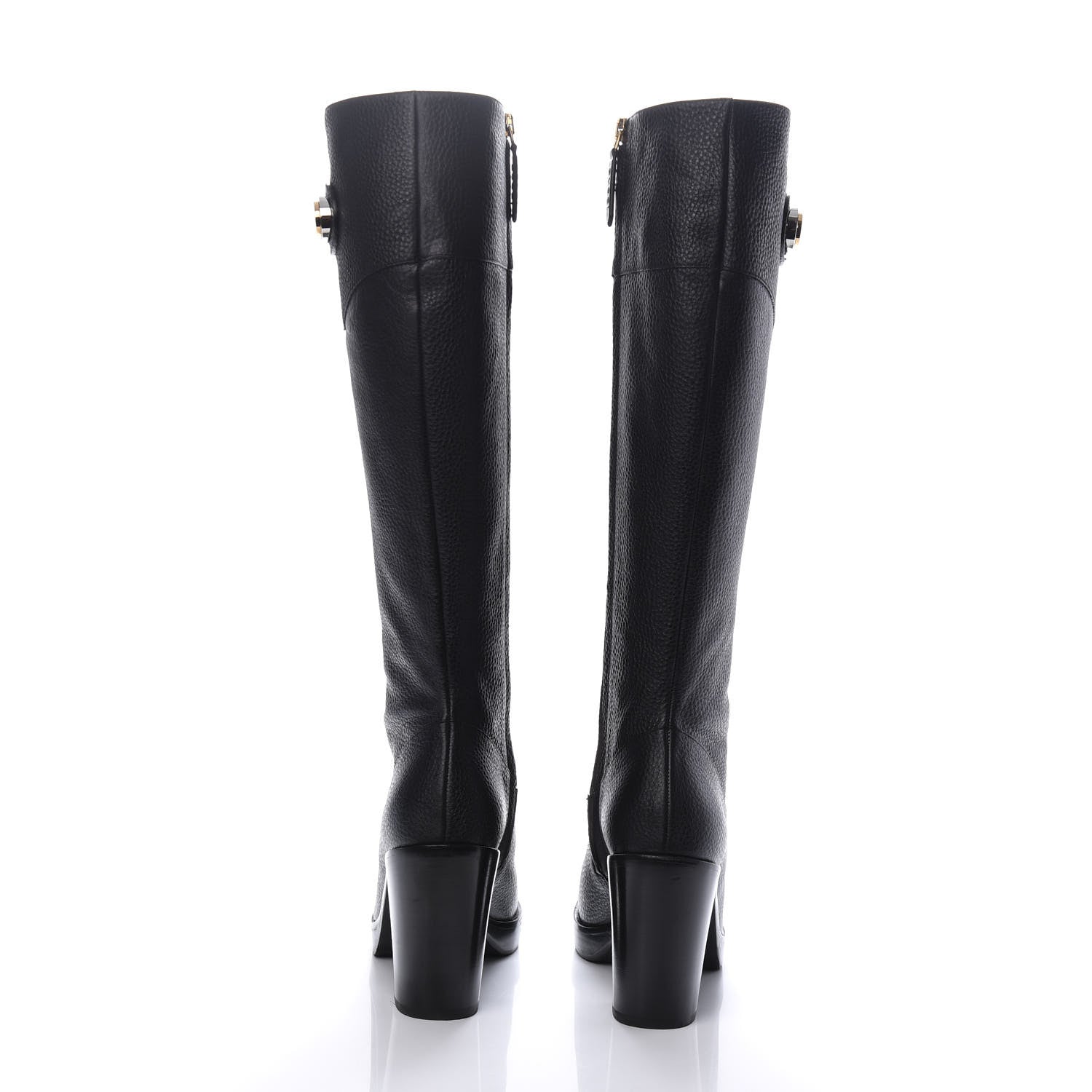 Gucci Austin Calfskin Interlocking G Knee High Boots 37 Black 6 of 10