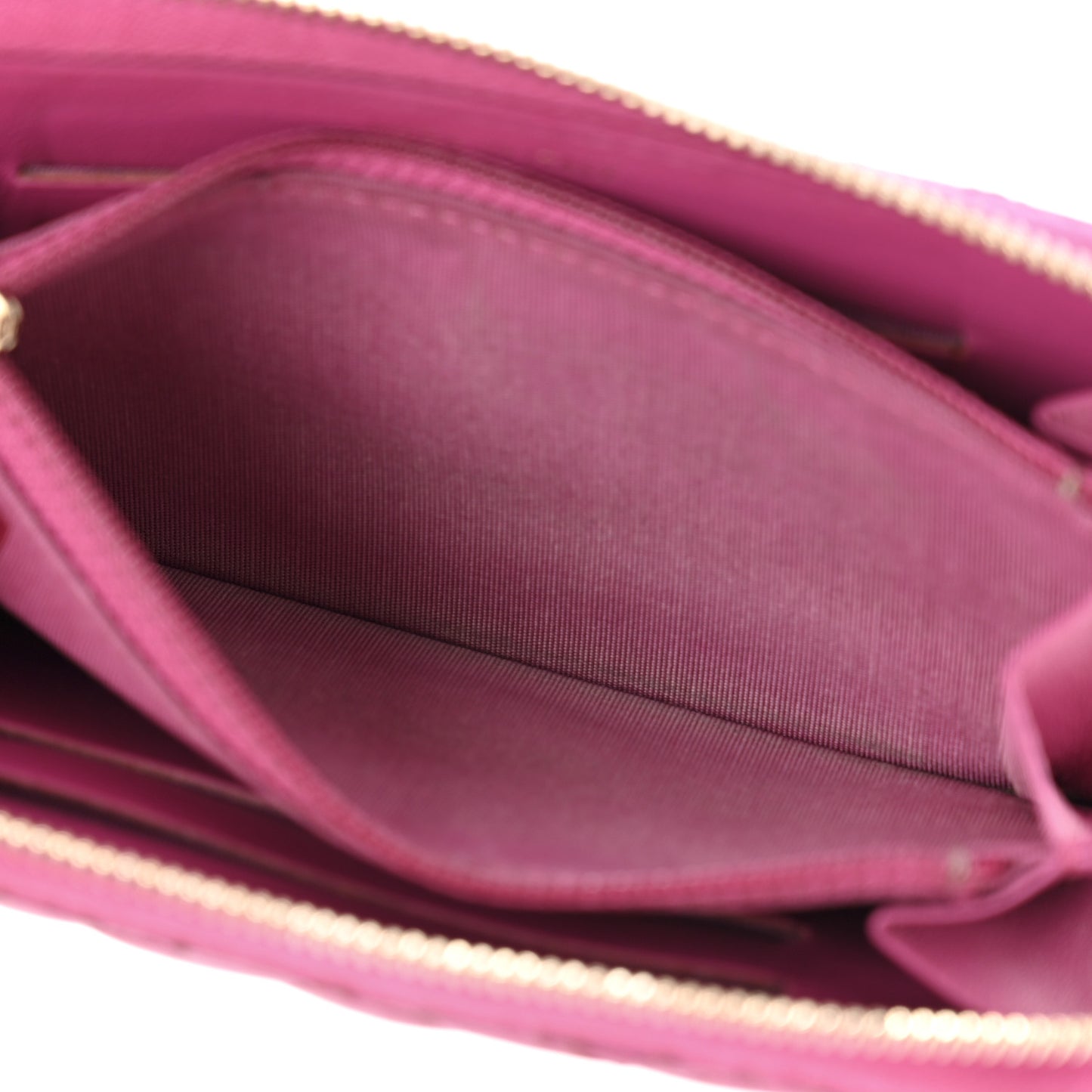 Lambskin Camellia Embossed Small Zip Around Wallet Dark Pink