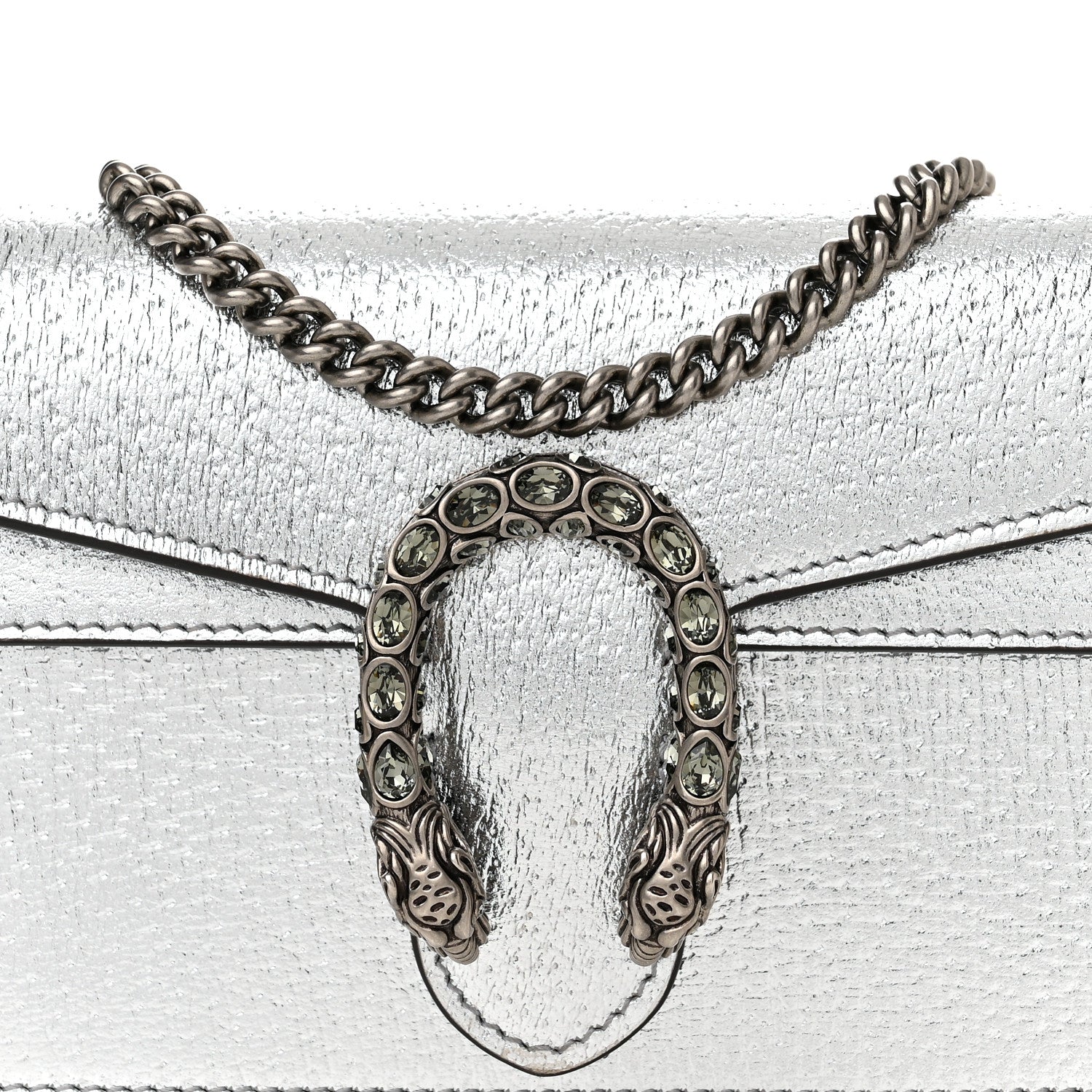 Gucci Metallic Calfskin Super Mini Dionysus Shoulder Bag Silver 6 of 11