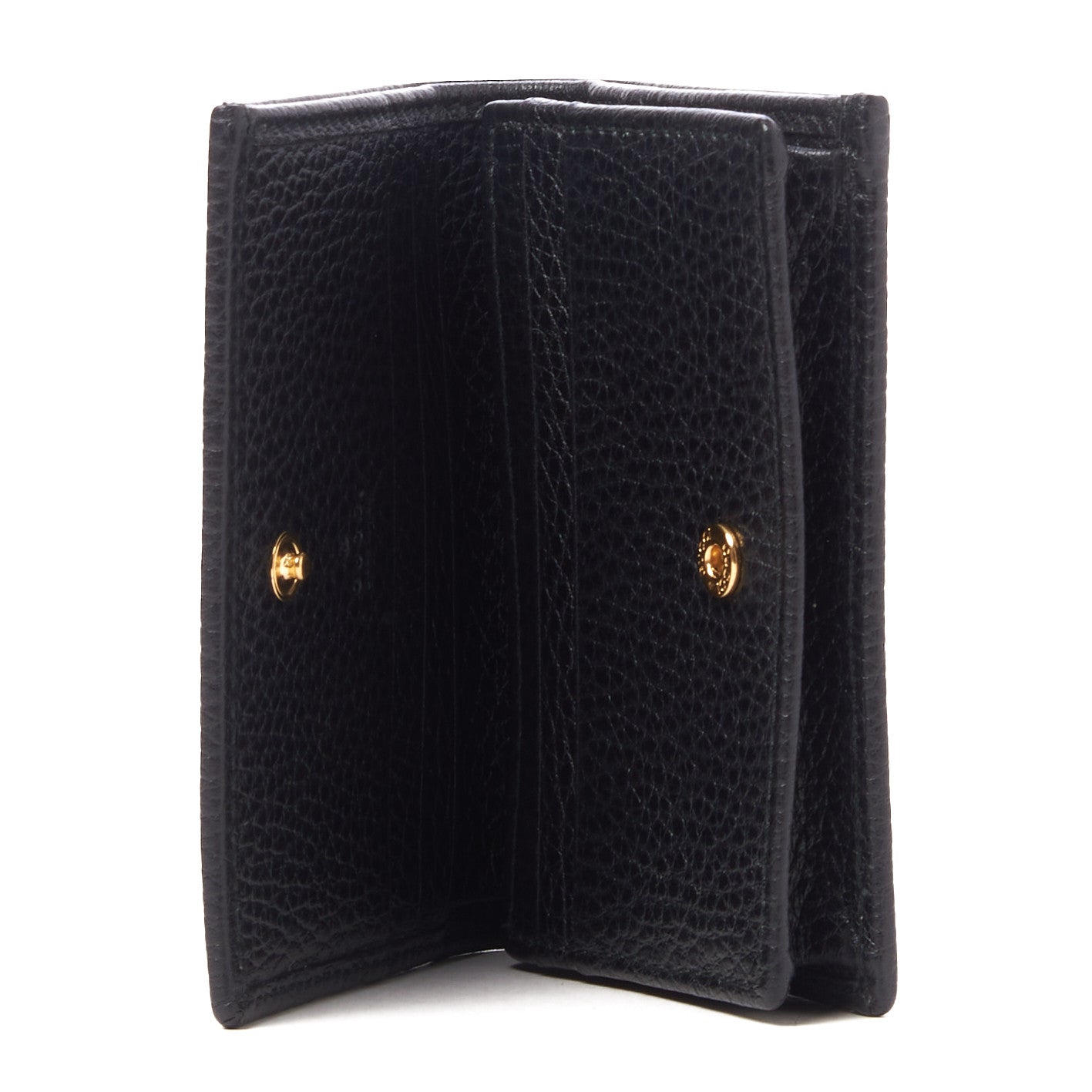Pebbled Calfskin GG Marmont Card Case Black