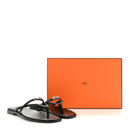 Hermes Calfskin Miss Sandals 36 Black 9 of 9