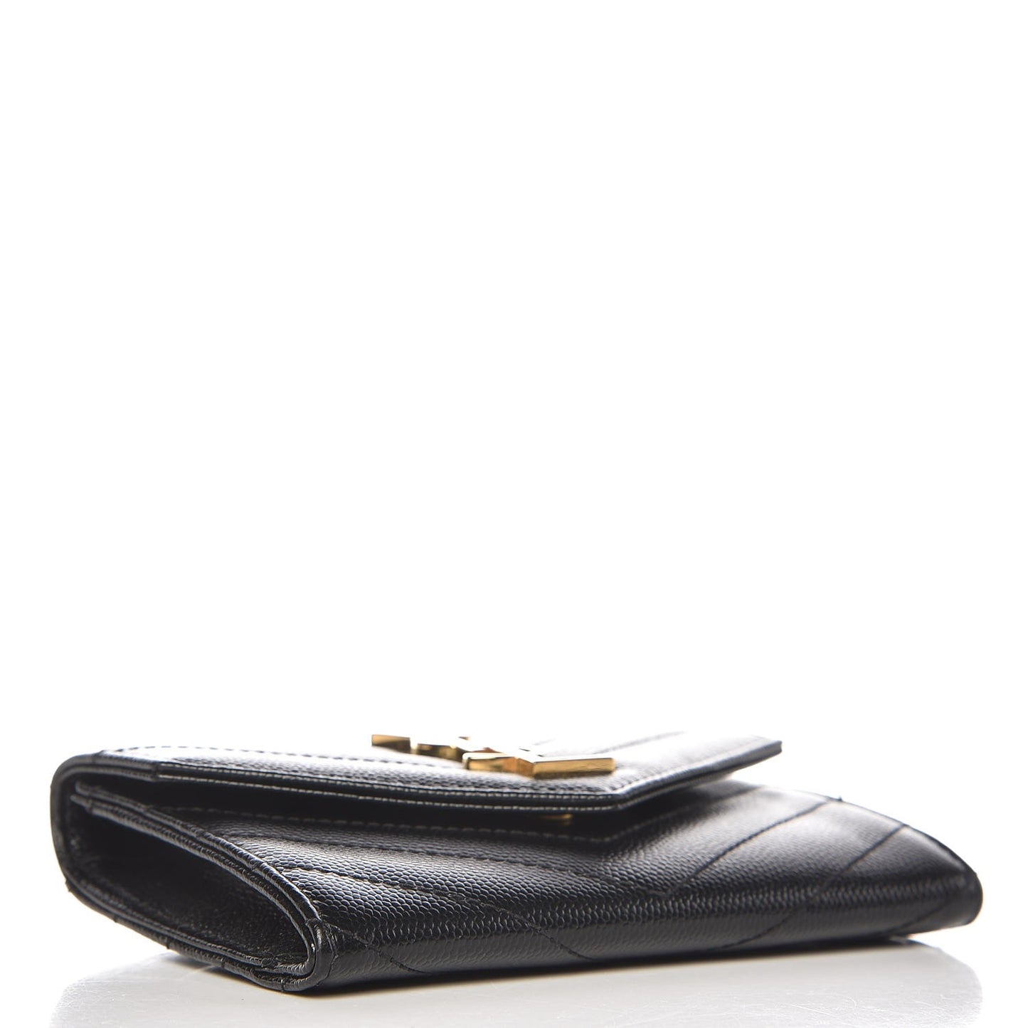 Grain De Poudre Matelasse Chevron Small Monogram Envelope Wallet Black