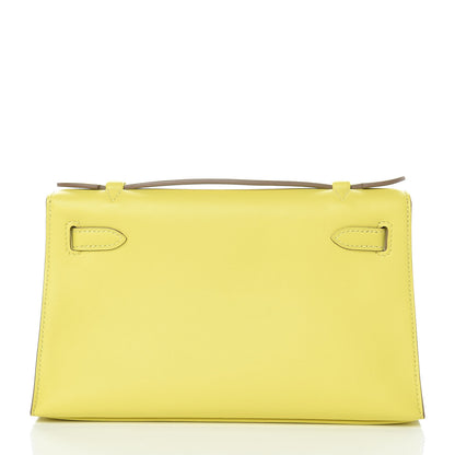 Hermes Swift Kelly Pochette Clutch Lime 3 of 30