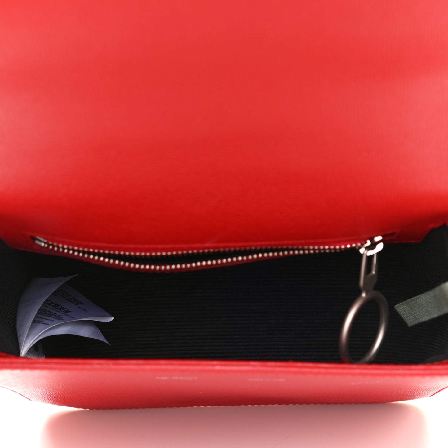 Saffiano Striped Diag Binder Flap Bag Red