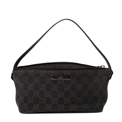 Gucci Denim Monogram Boat Pochette Dark Brown 1 of 7