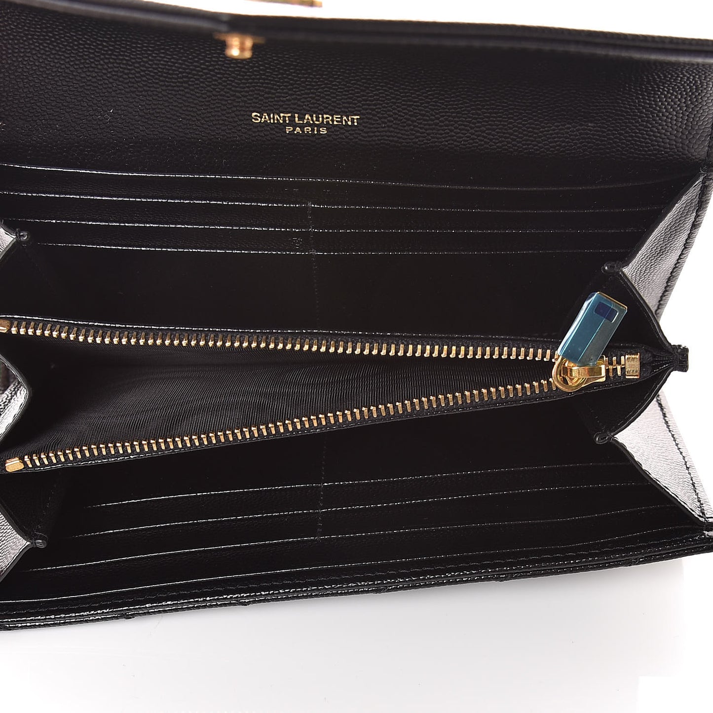 Grain De Poudre Matelasse Chevron Monogram Flap Wallet Black