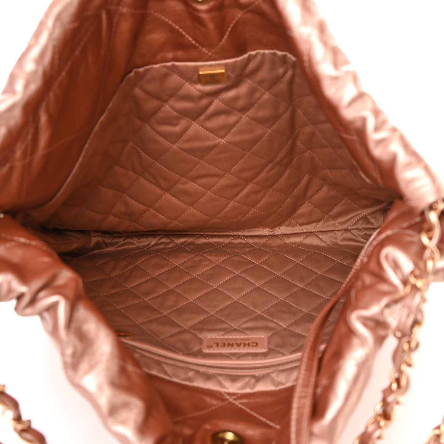 Metallic Calfskin Quilted Chanel 22 Pink