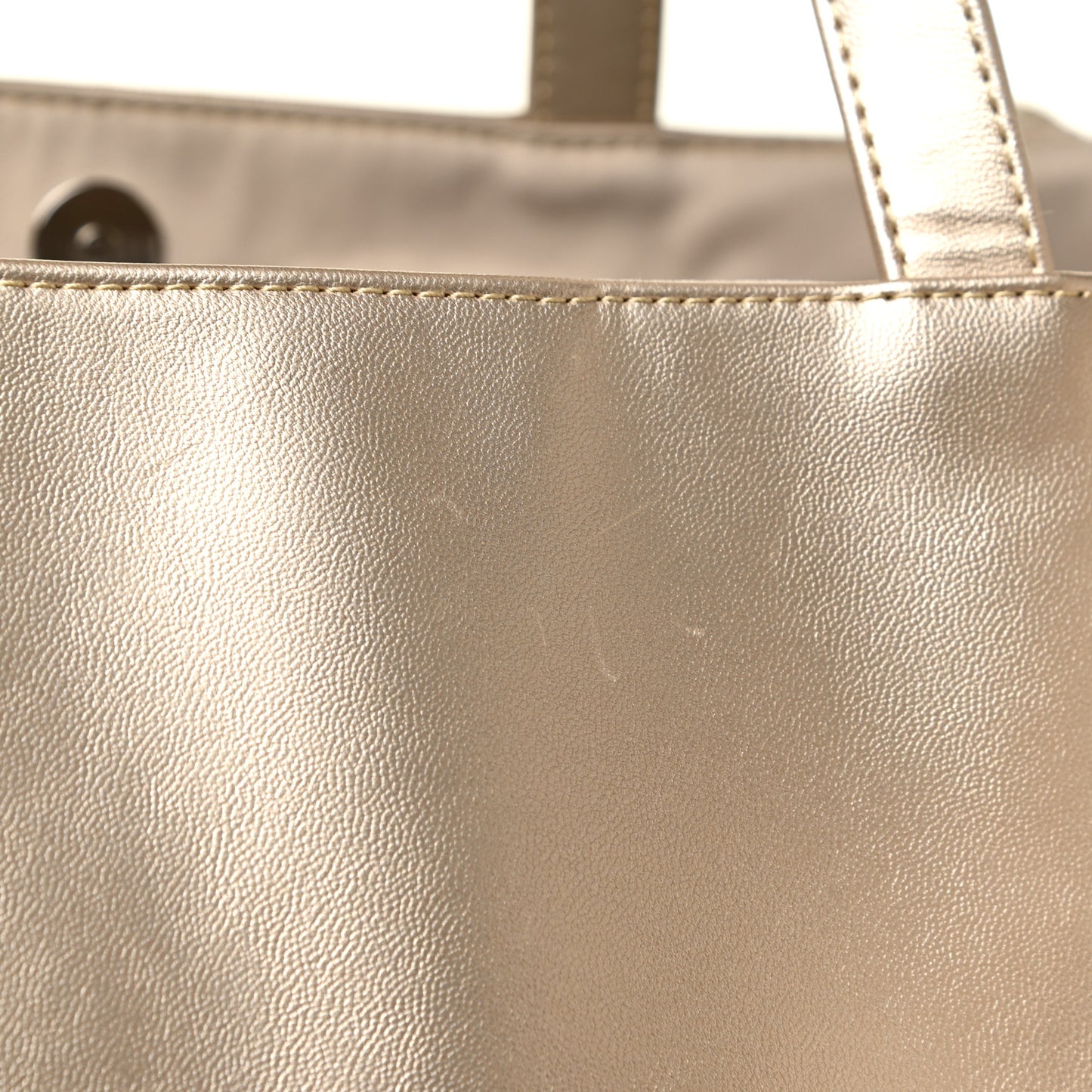 Metallic Vegan Leather Large Shopping Bag Gold
