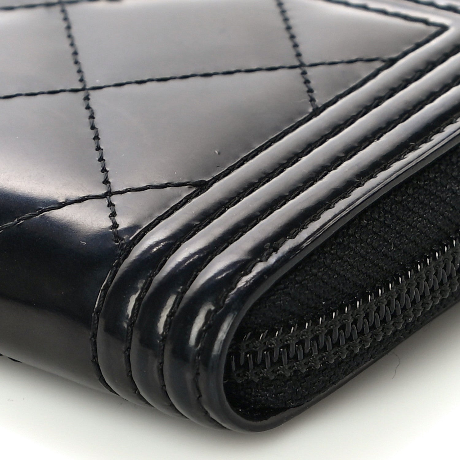 Chanel Glazed Calfskin Quilted Small Boy Zip Around Wallet Black 11 of 12