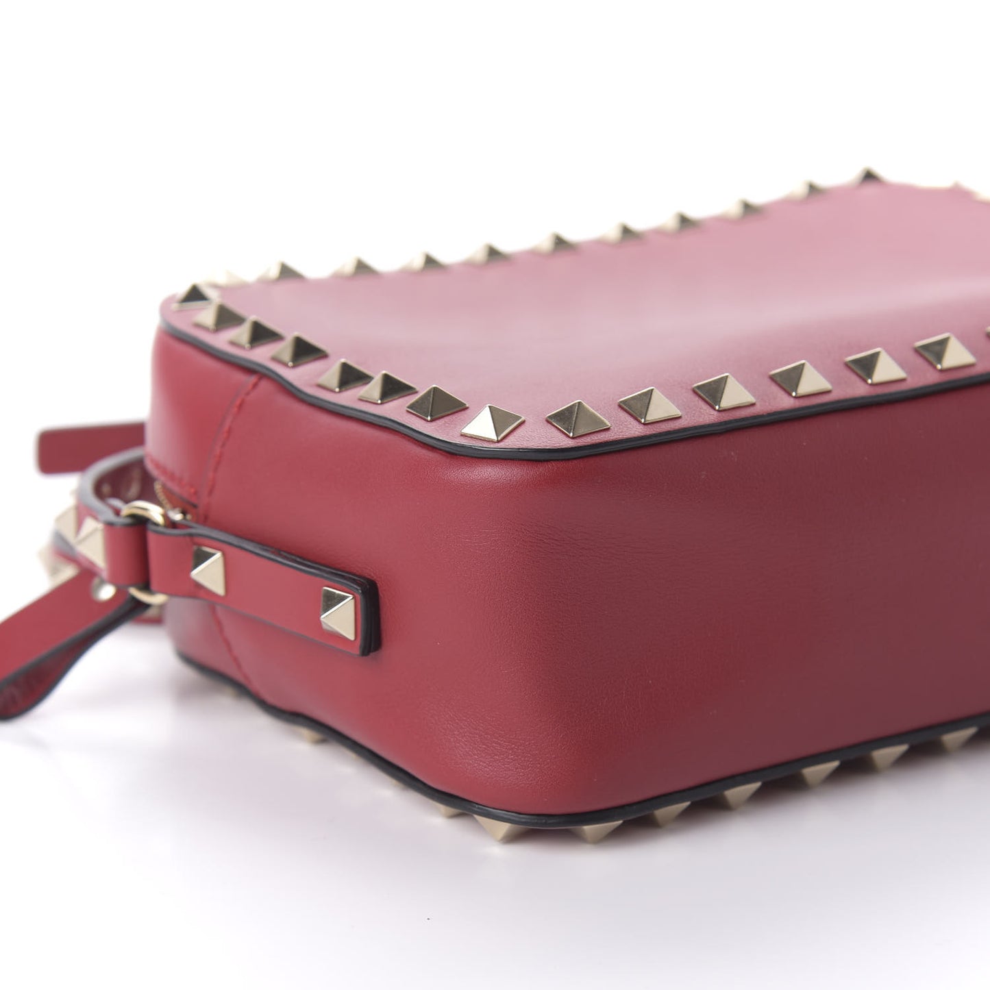 Calfskin Rockstud Camera Crossbody Bag Red