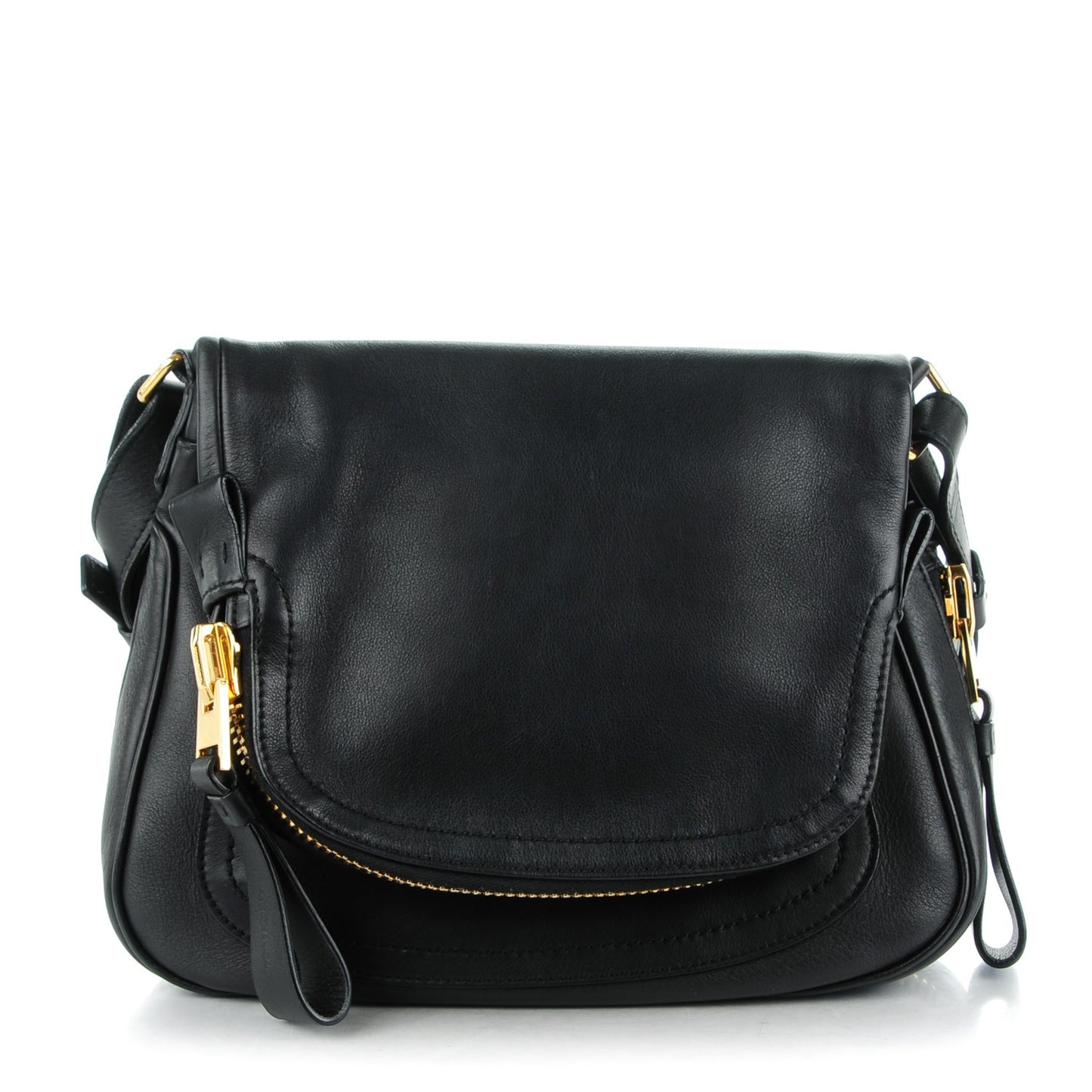 Grained Calfskin Medium Jennifer Crossbody Bag Black