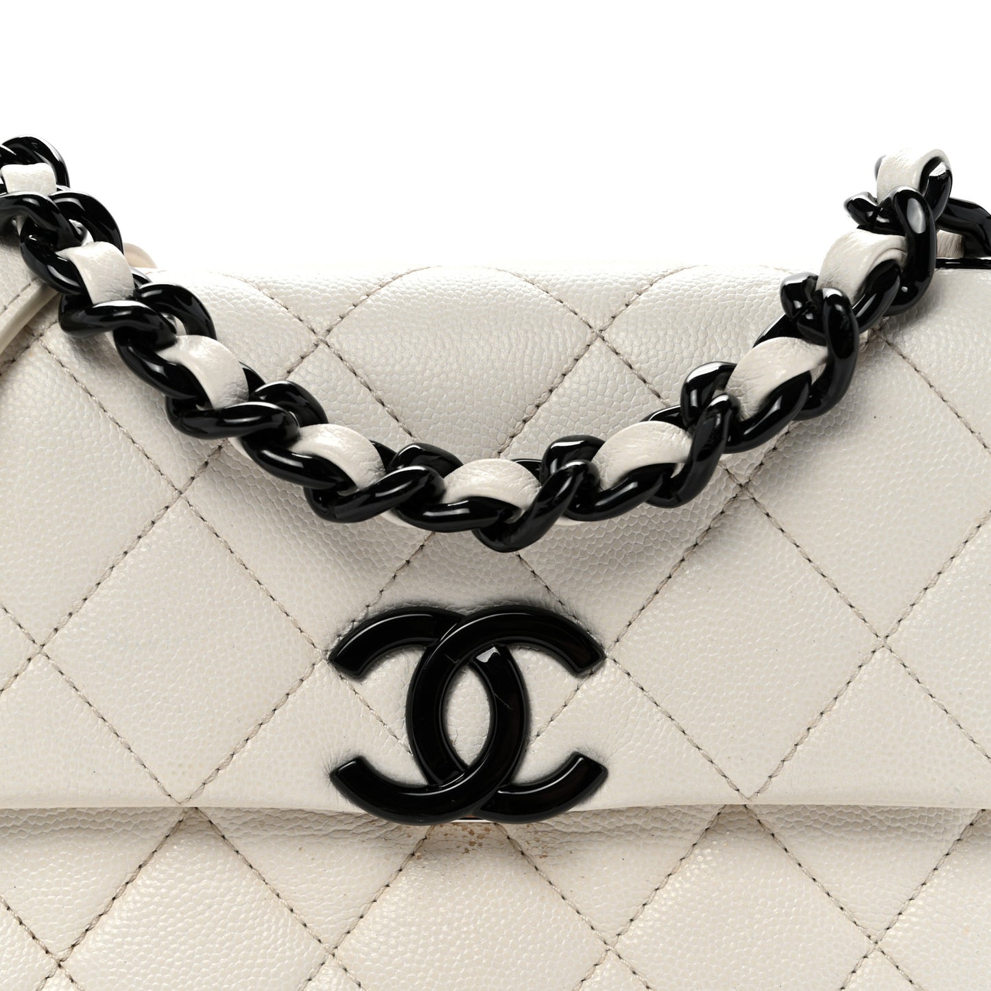 Caviar Quilted My Everything Small Flap White Black
