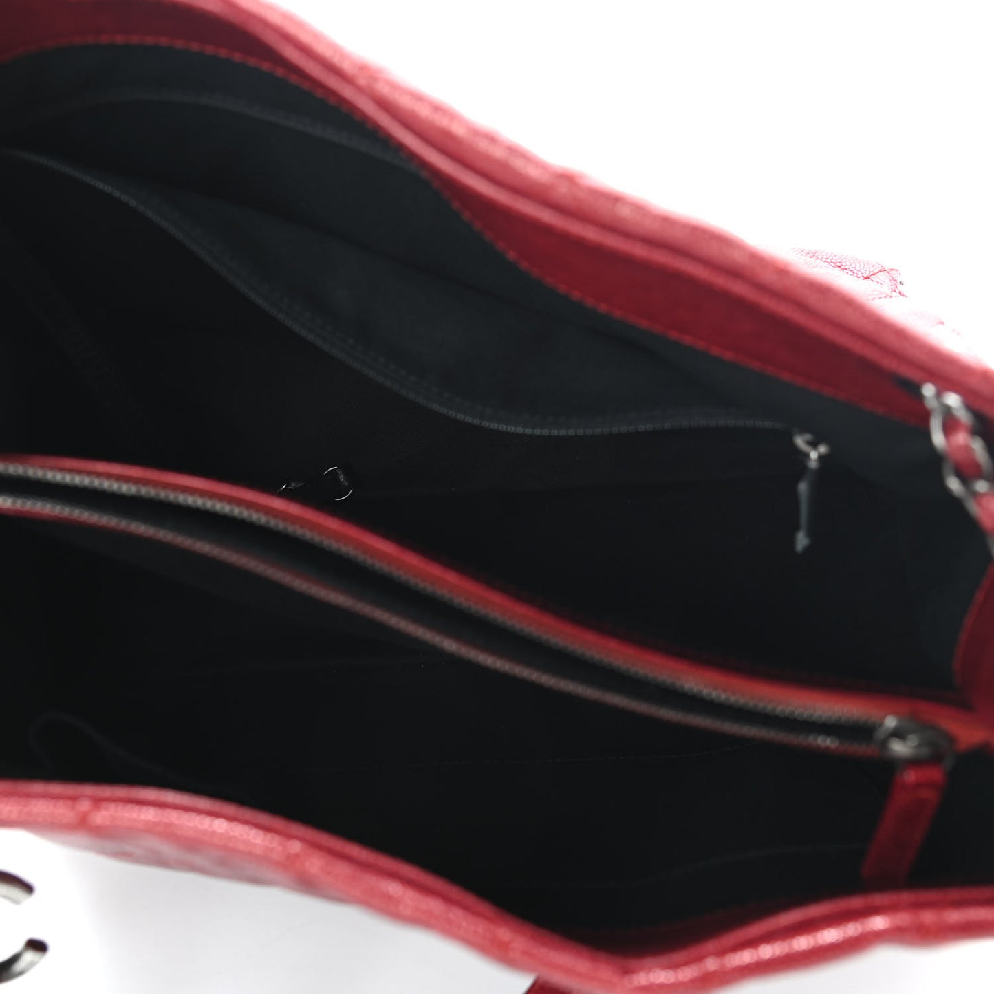 Iridescent Caviar Quilted Tall Chic Shopping Tote Red