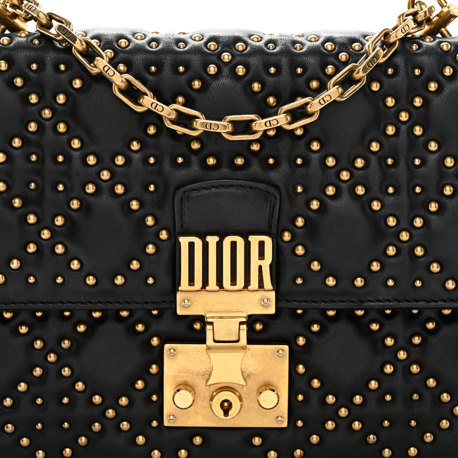 Christian Dior Lambskin Cannage Studded Large Dioraddict Flap Bag Black 8 of 11