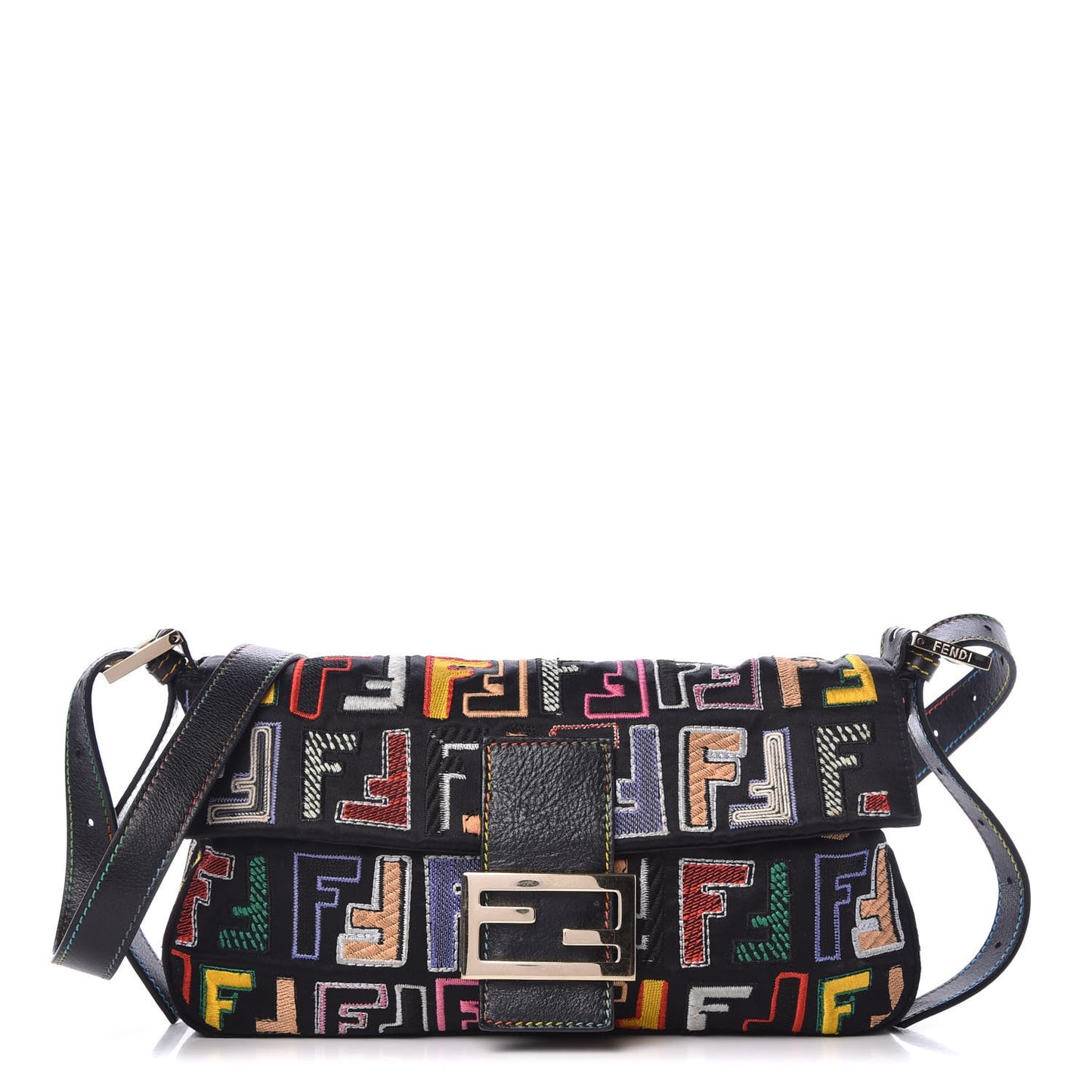 Nylon FF Multicolor Embroidered Baguette Multicolor