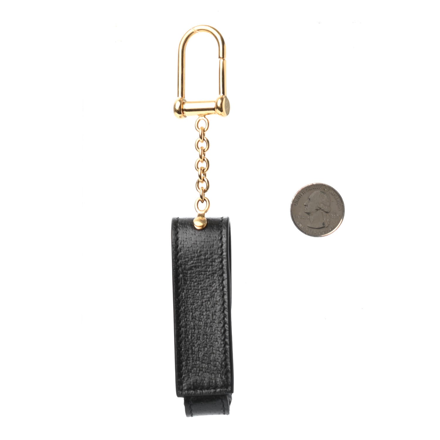 Gucci Textured Calfskin Enamel Single Porte Rouges Keychain Black 2 of 2