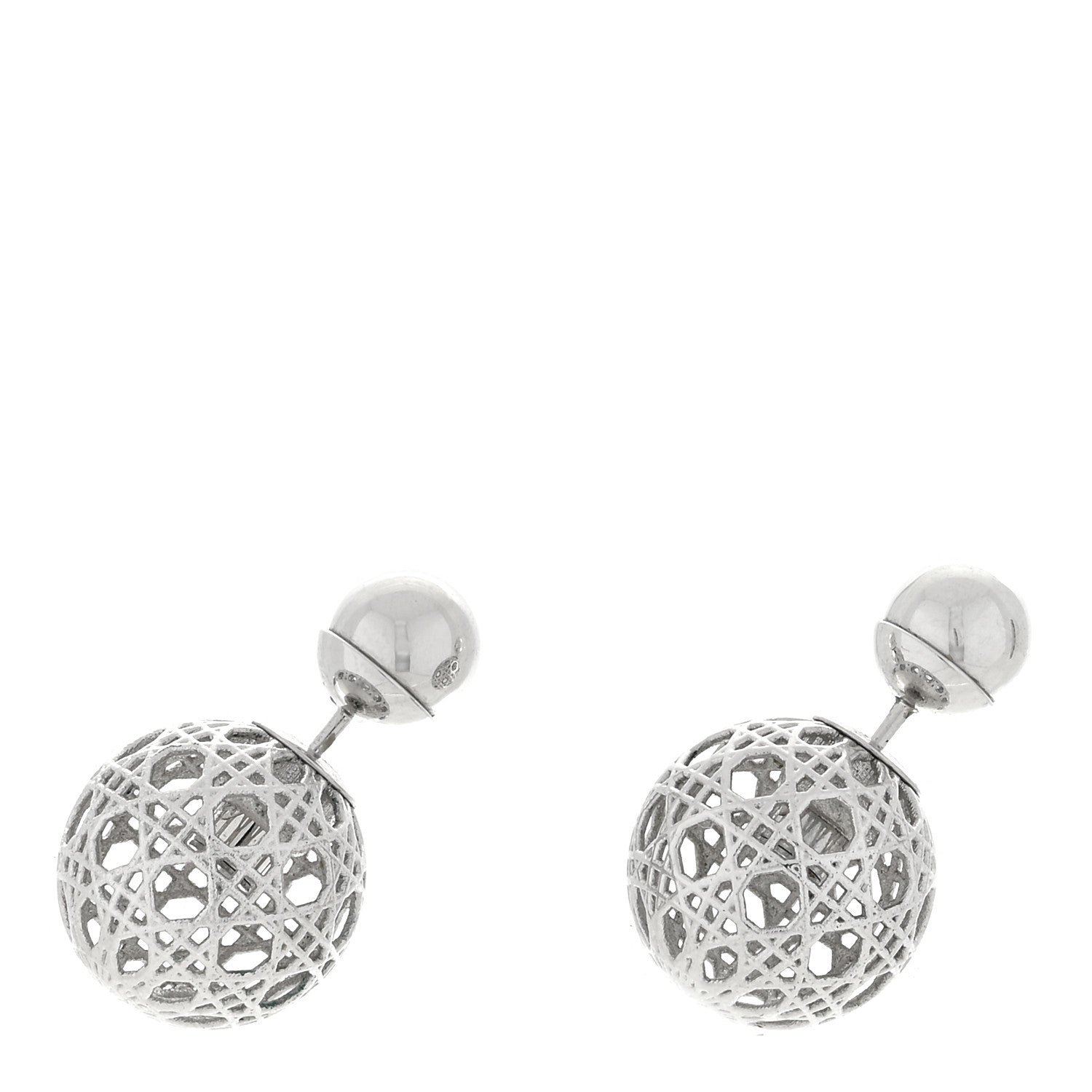 Christian Dior Cannage Mise En Dior Tribal Earrings Silver 1 of 4